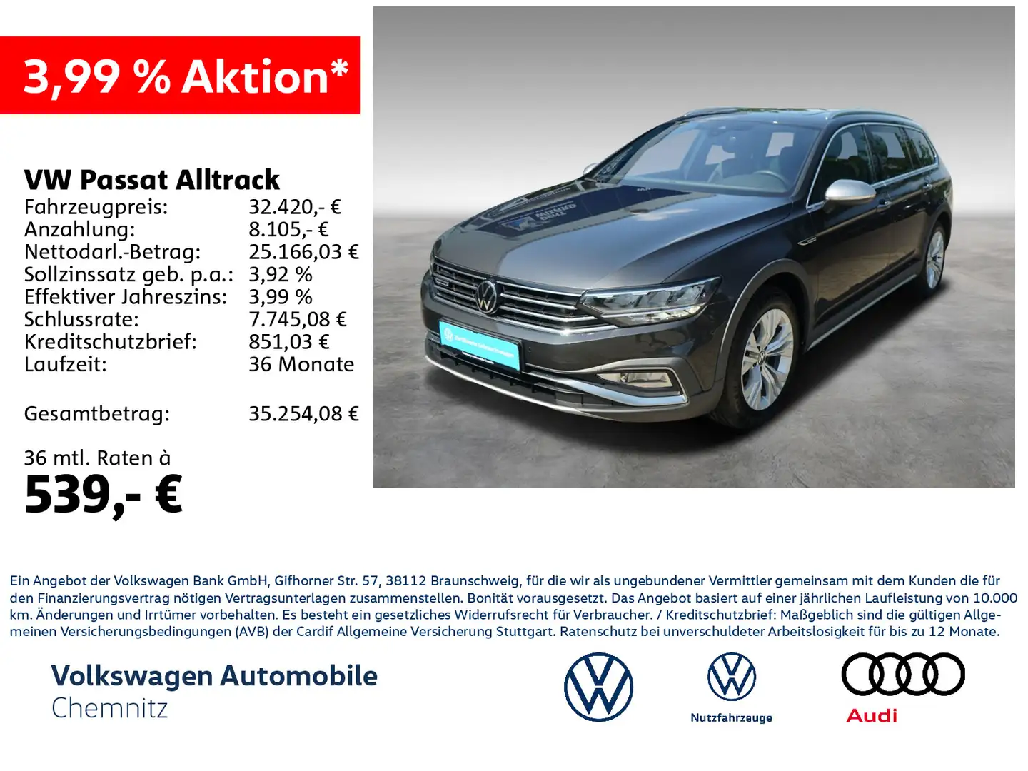 Volkswagen Passat Alltrack 4Motion 2.0 TDI Panorama LED ACC Grau - 1