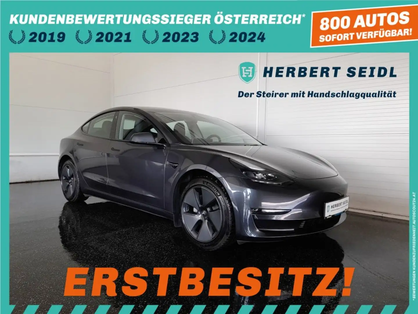 Tesla Model 3 LONG RANGE 4x4 Aut. *SKY / AUTOPILOT / VOLL LED / NAVI / ACC / VOLLEDER / KAMERA / PREMIUM SOUND SYSTEM / KEYLESS* Grau - 1