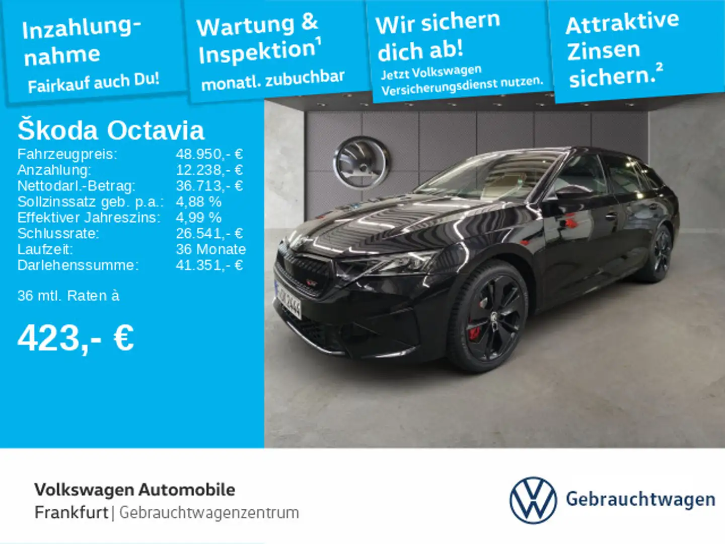 Skoda Octavia Combi RS 2,0 TSI 195 kW 7-Gang-DSG GA Te Schwarz - 1