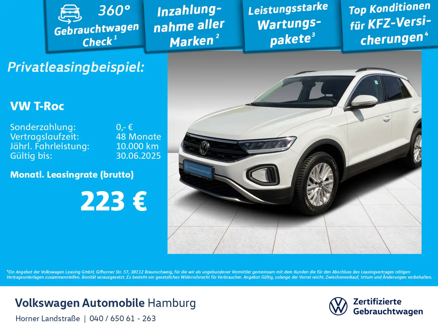 Volkswagen T-Roc 1.0 TSI Life PDC Klima LED Navi Sitzhzg Blanc - 1
