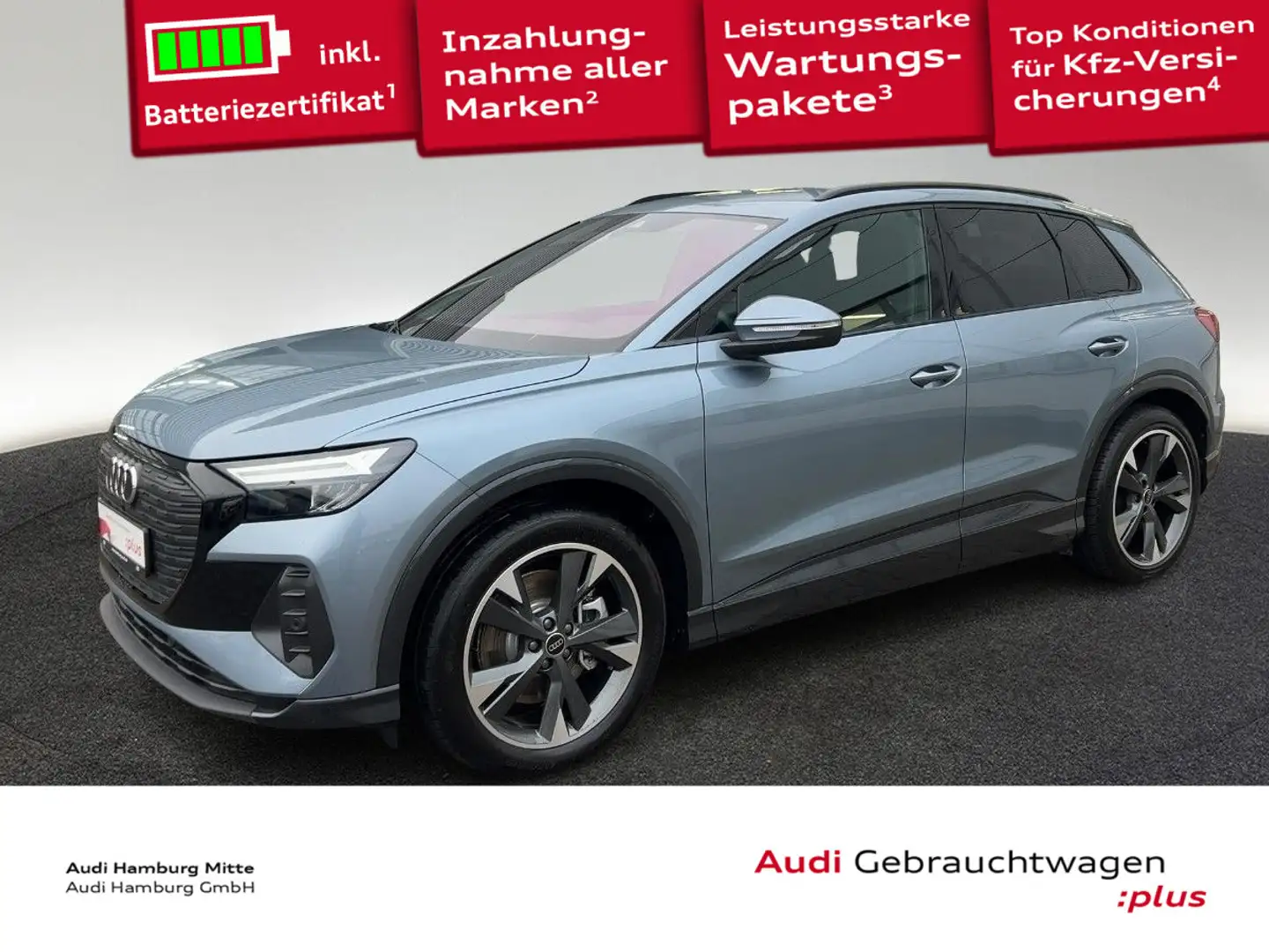 Audi Q4 e-tron 45 210 kW Waermepumpe AHK Kamera Blau - 1