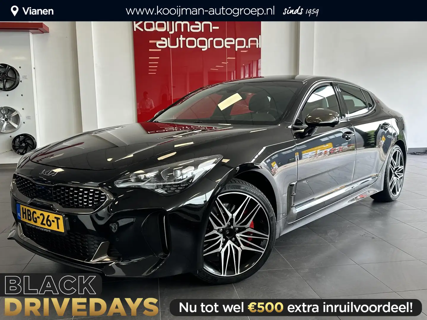 Kia Stinger 3.3 Twin Turbo V6 AWD GT PRO Nieuwste model, 370PK Zwart - 1