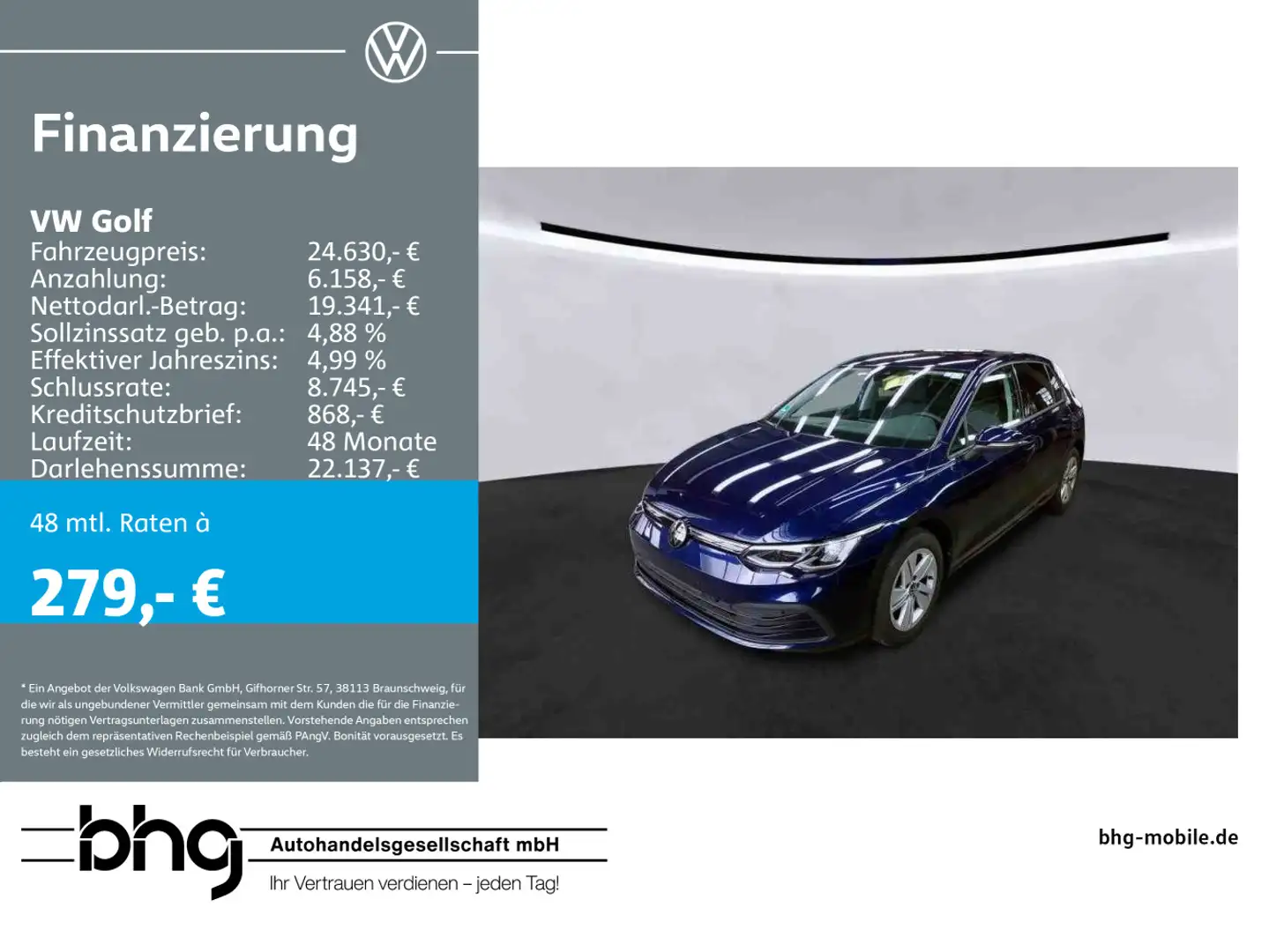Volkswagen Golf 2.0 TDI SCR DSG Life Blau - 1