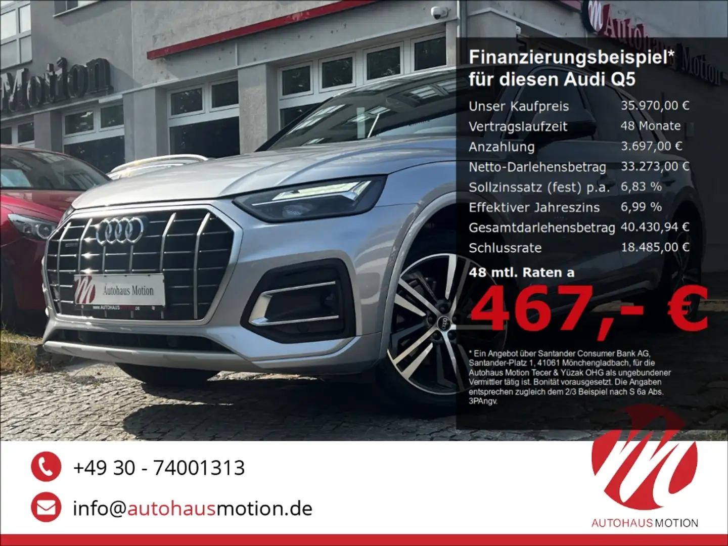 Audi Q5 40 TDI quattro S-line S-Tronic LED RAUTE KAMERA VI Argento - 1