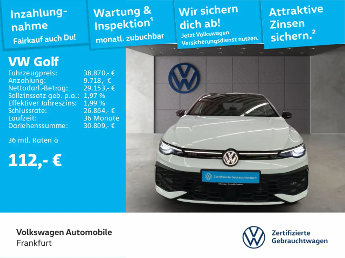 Volkswagen Golf GTI Golf VIII 2.0 TSI DSG GTI Navi Panoramadach Spor Weiß - 2