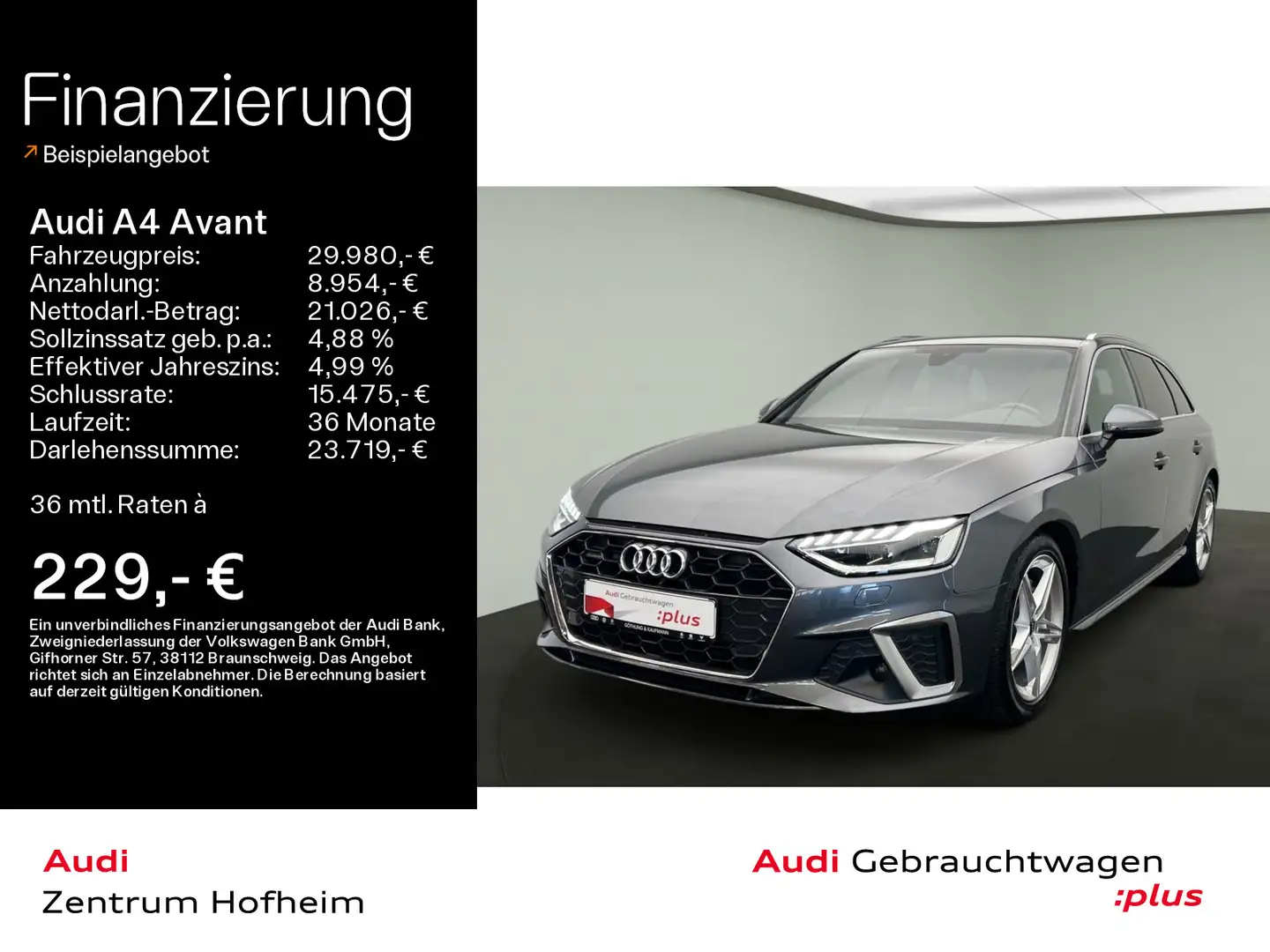 Audi A4 40 TDI qu S line S tro*Matrix*S-Sitze*V Grijs - 1