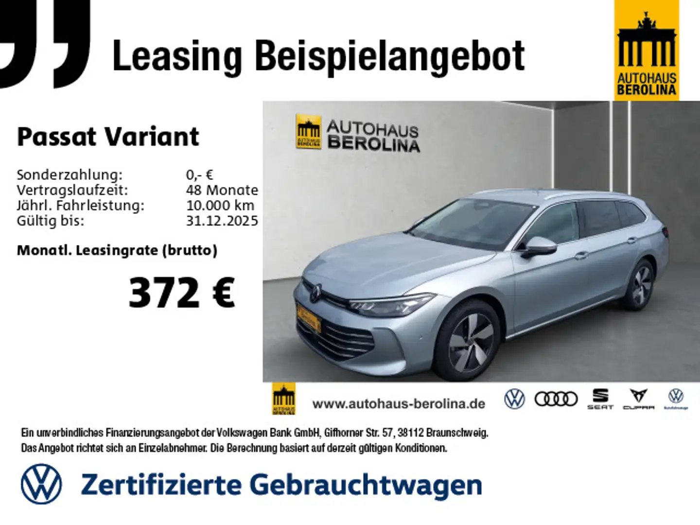 Volkswagen Passat Variant 1.5 eTSI Business DSG *AHK*360°* Silber - 1