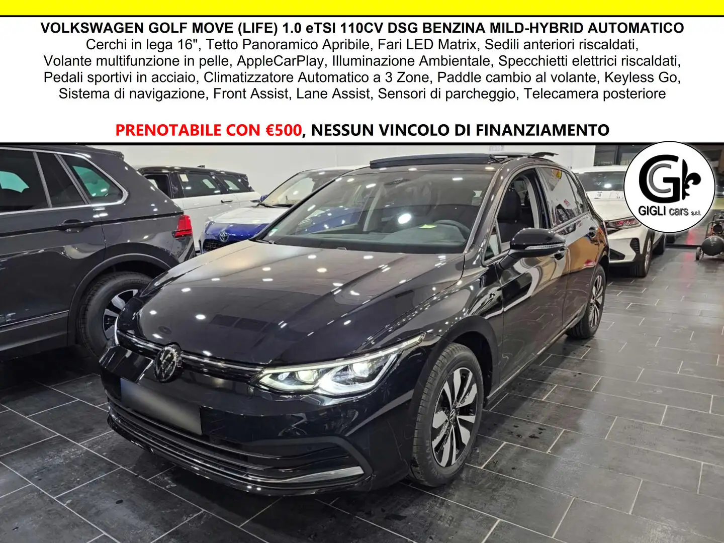 Volkswagen Golf TDI MOVE LIFE C.16 Tetto Nav Led Matrix Clima3Zone Noir - 1