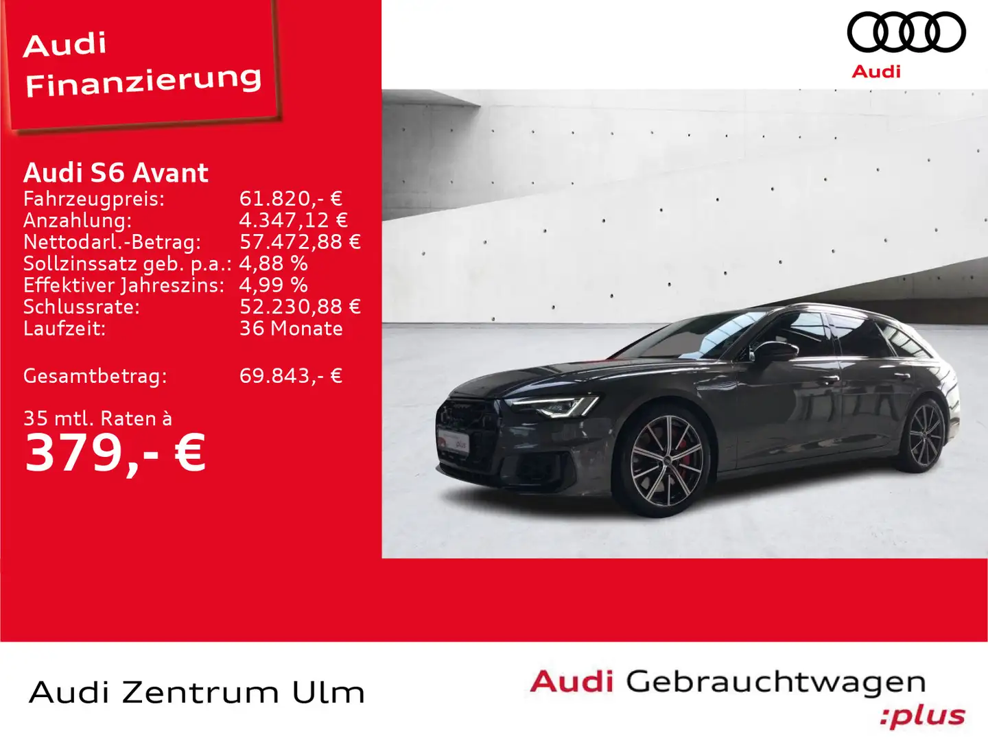 Audi S6 TDI qu. 20 AHK ALLRADLENKUNG B&O MATRIX Gris - 1