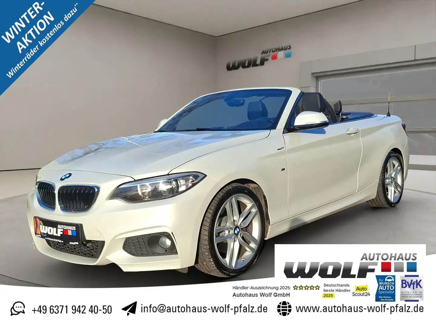 BMW 220 i Cabrio M Sport 18"~GRA~SHZ~PDC~Ambiente~Bluetoot Blanc - 1