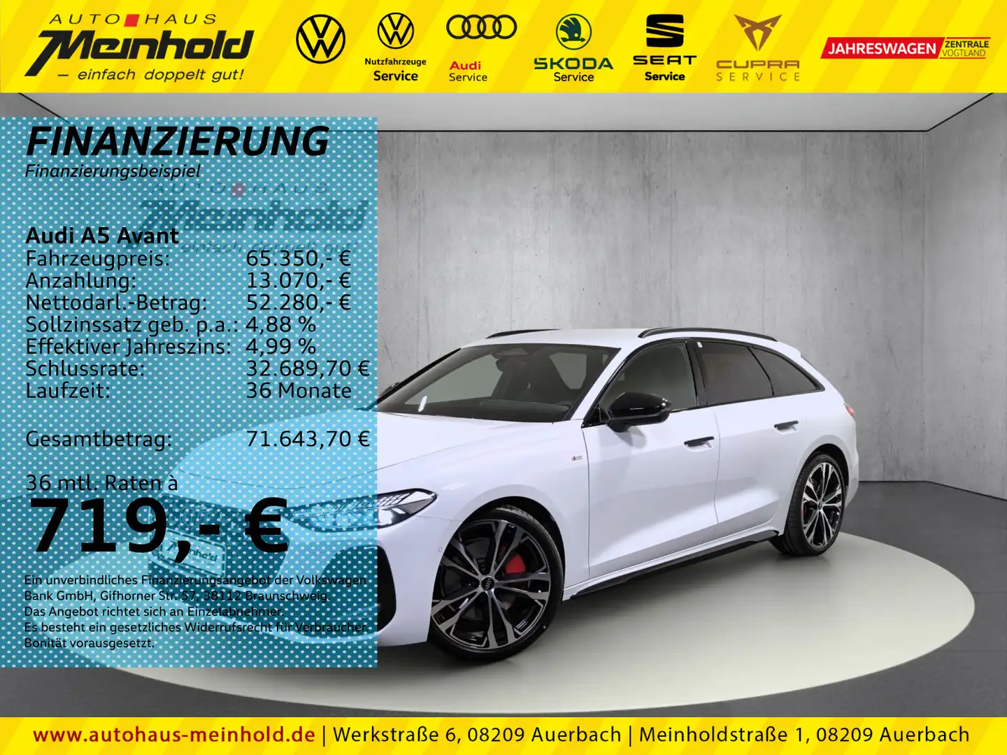 Audi A5 2.0 TDI quattro, S-Line 2x, Standh.,AHK Bianco - 1
