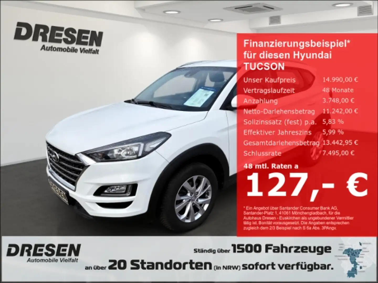Hyundai TUCSON TREND 1.6 T-GDI (132PS) NAVI SHZ LHZ RÜCKFAHRKAMER Wit - 1