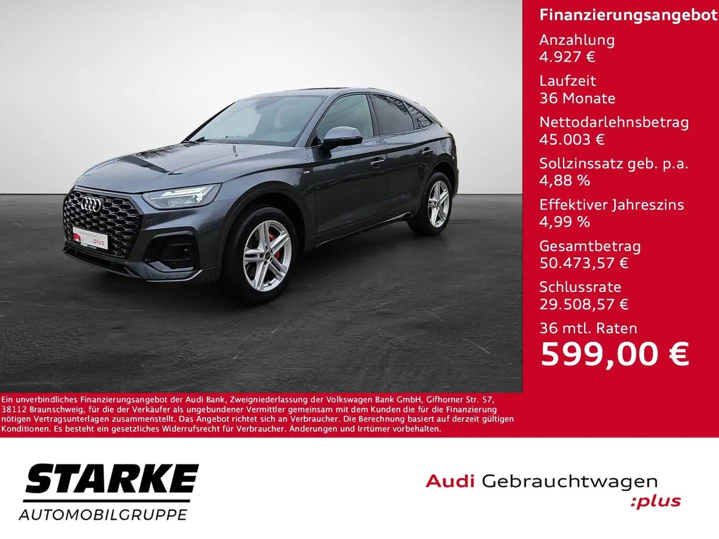 Audi Q5 Sportback 50 TDI tiptronic quattro S line NaviP... Grau - 1