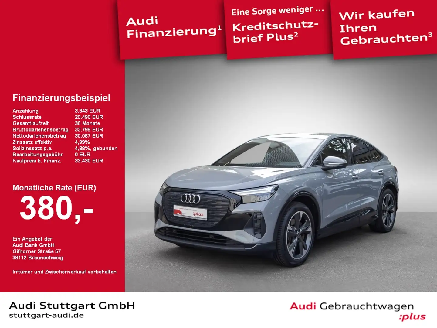 Audi Q4 e-tron Q4 Sportback 50 e-tron qu S line AHK Pano SONOS Grau - 1