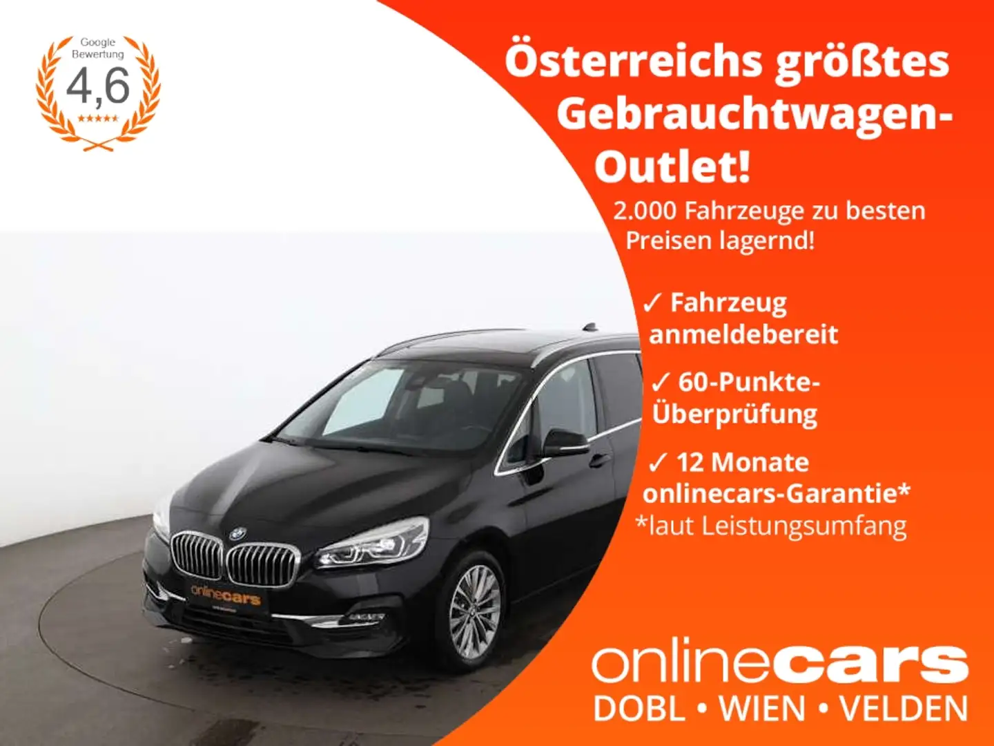 BMW 218 d Gran Tourer Luxury Line Aut LED SKY NAVI PDC Schwarz - 1