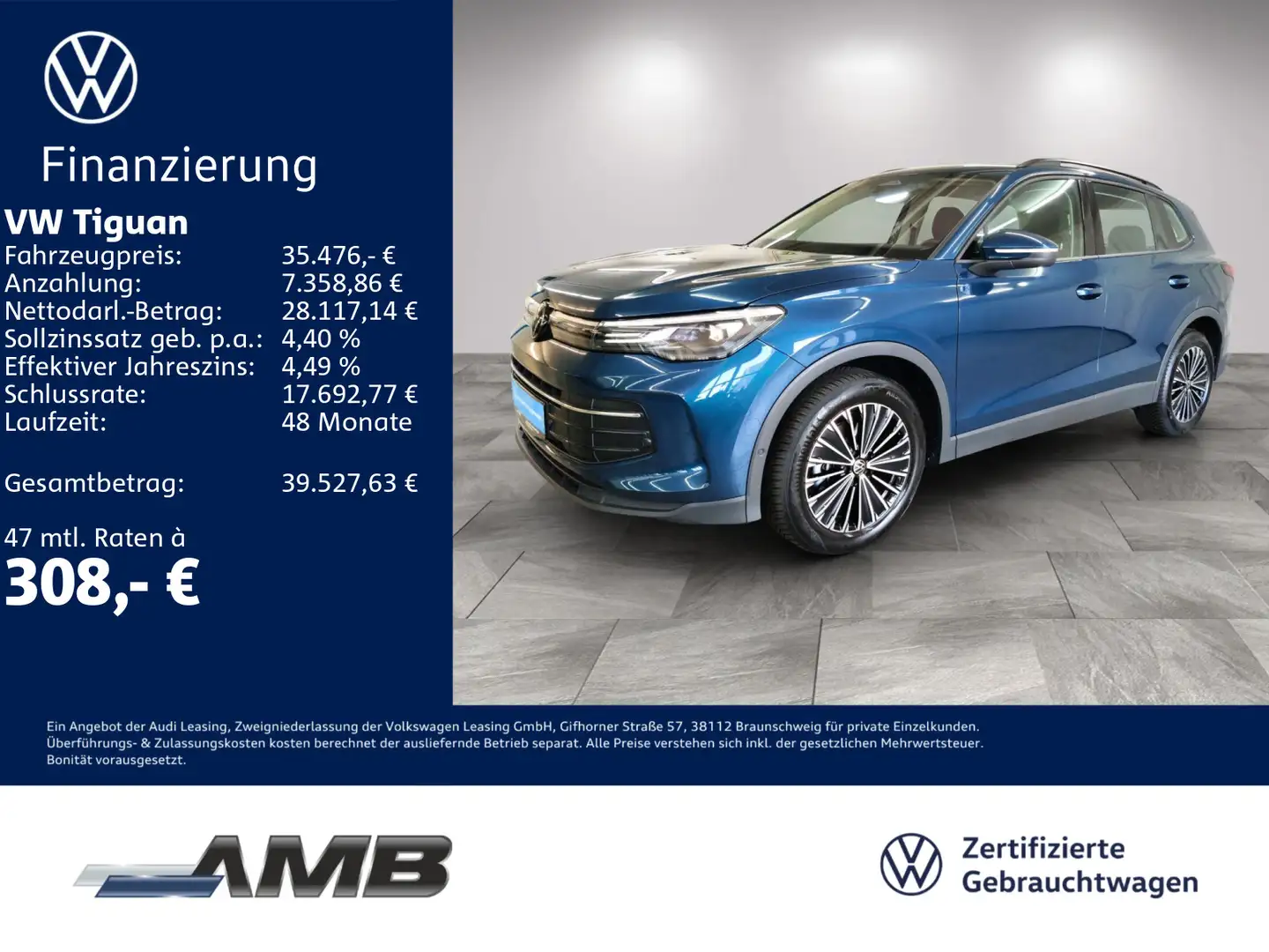 Volkswagen Tiguan Life 1.5 eTSI neuesMod/AHK/Standhz/06.29G Blau - 1