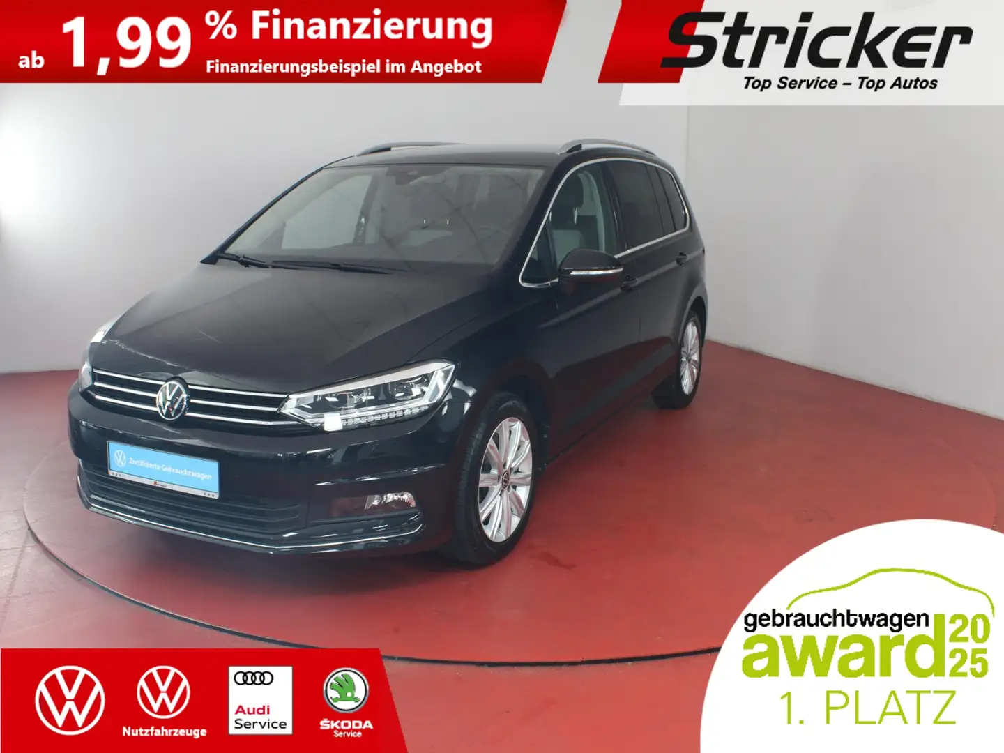 Volkswagen Touran Highline 2.0TDI DSG 299,-ohne Anzahlung AHK 7-Sit Schwarz - 2
