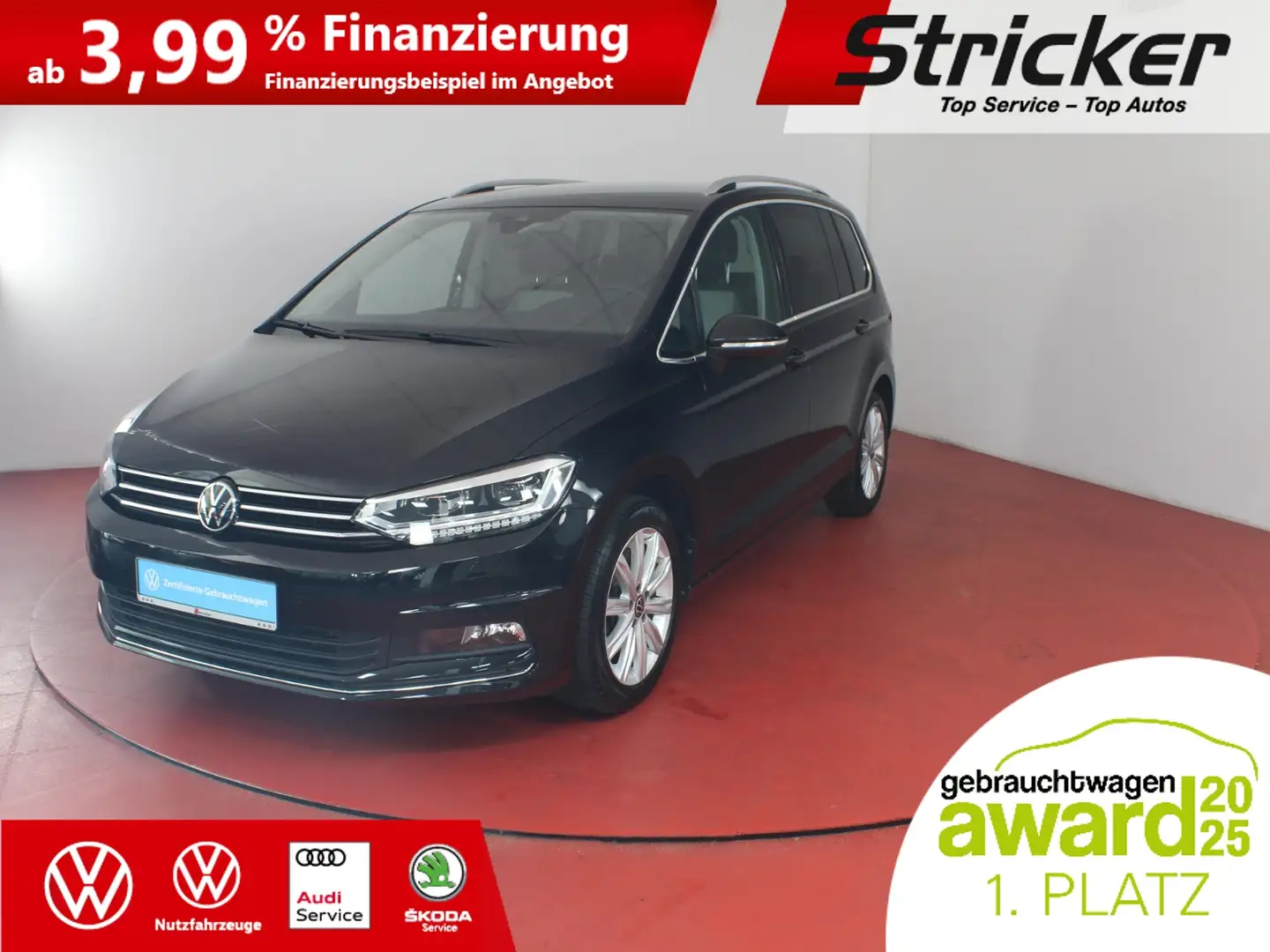 Volkswagen Touran Highline 2.0TDI DSG  353,-ohne Anzahlung AHK 7-Si Schwarz - 2