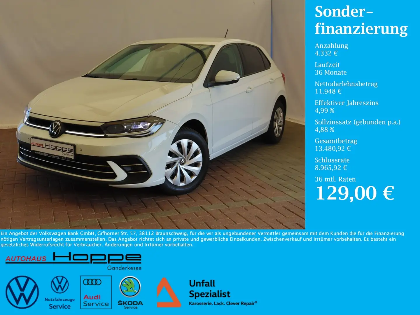 Volkswagen Polo Style 1.0 l TSI MATRIX+NAVI+APP Bianco - 1