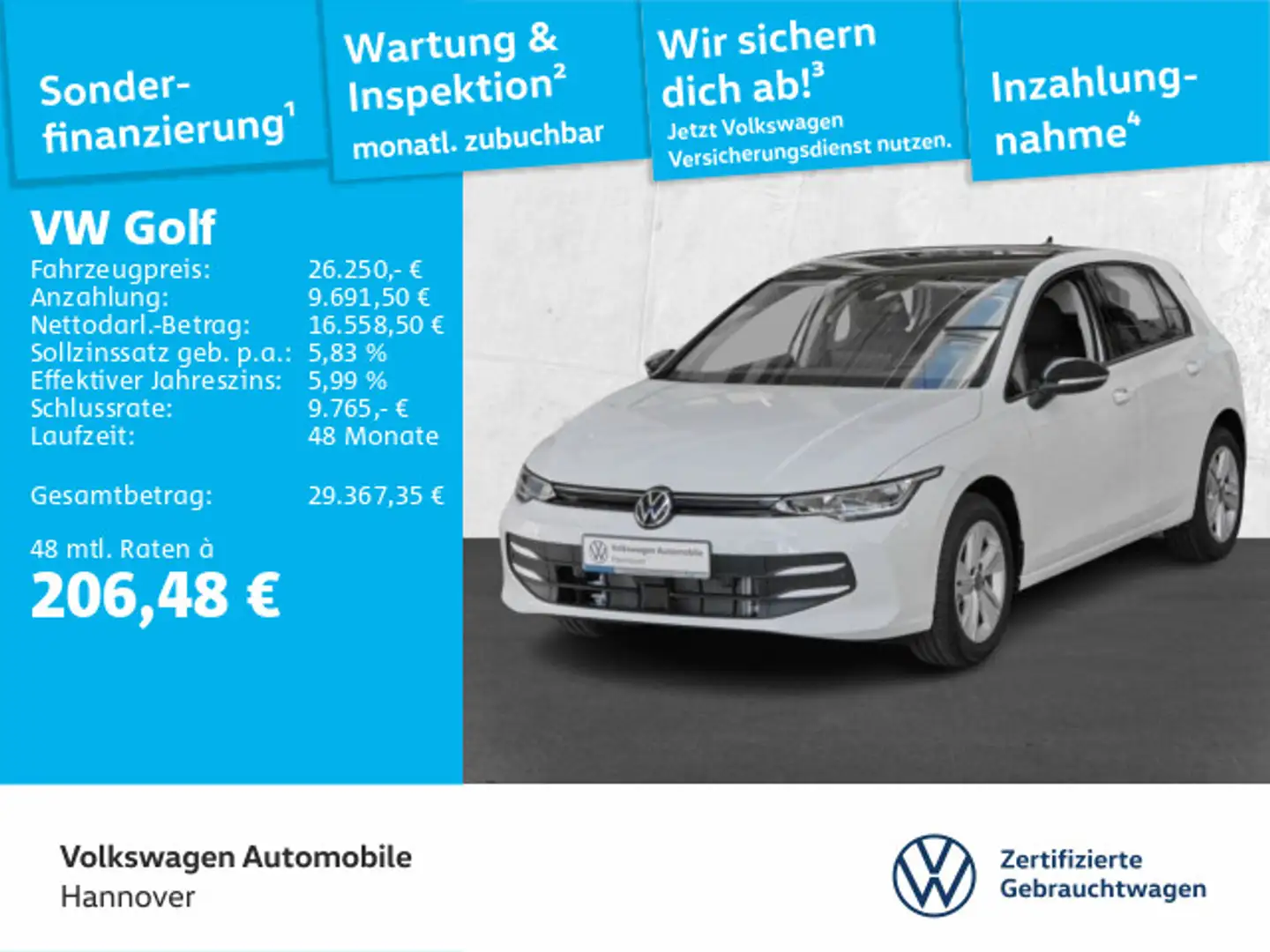 Volkswagen Golf Life 1.5 TSI AHK HUD Sitzheizung Park Pilot Weiß - 1