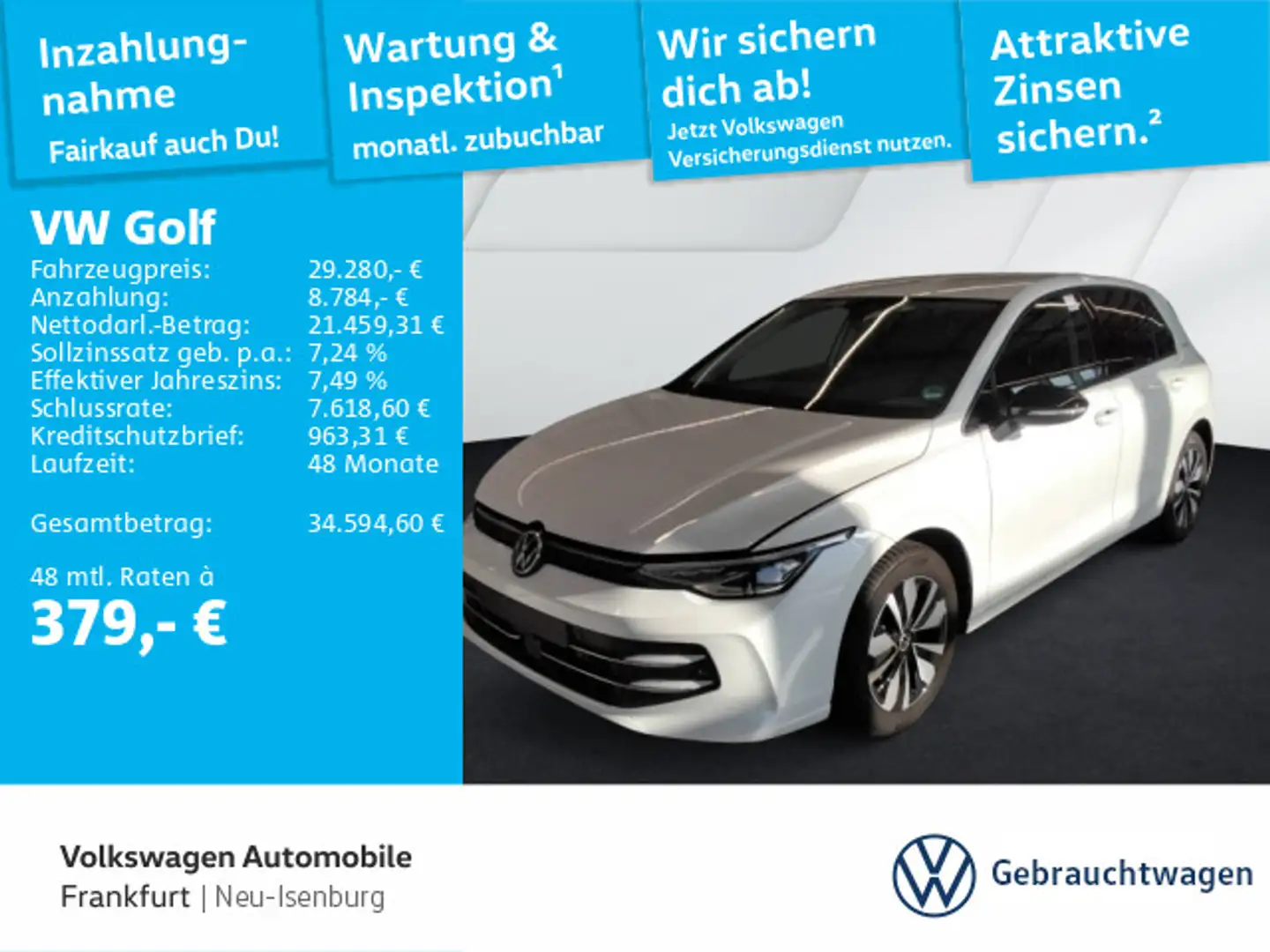 Volkswagen Golf VIII 2.0 TDI DSG Goal Navi LEDPlus DAB+ Fro Weiß - 1