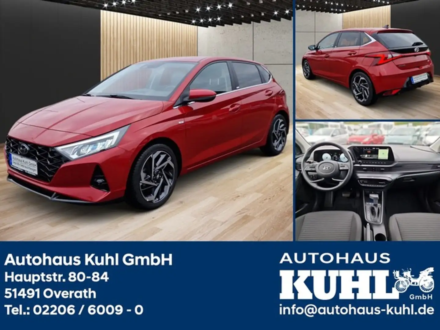 Hyundai i20 1.0 48V DCT Prime AHK Navi P.,AssiP.+,Allwetter Rouge - 1