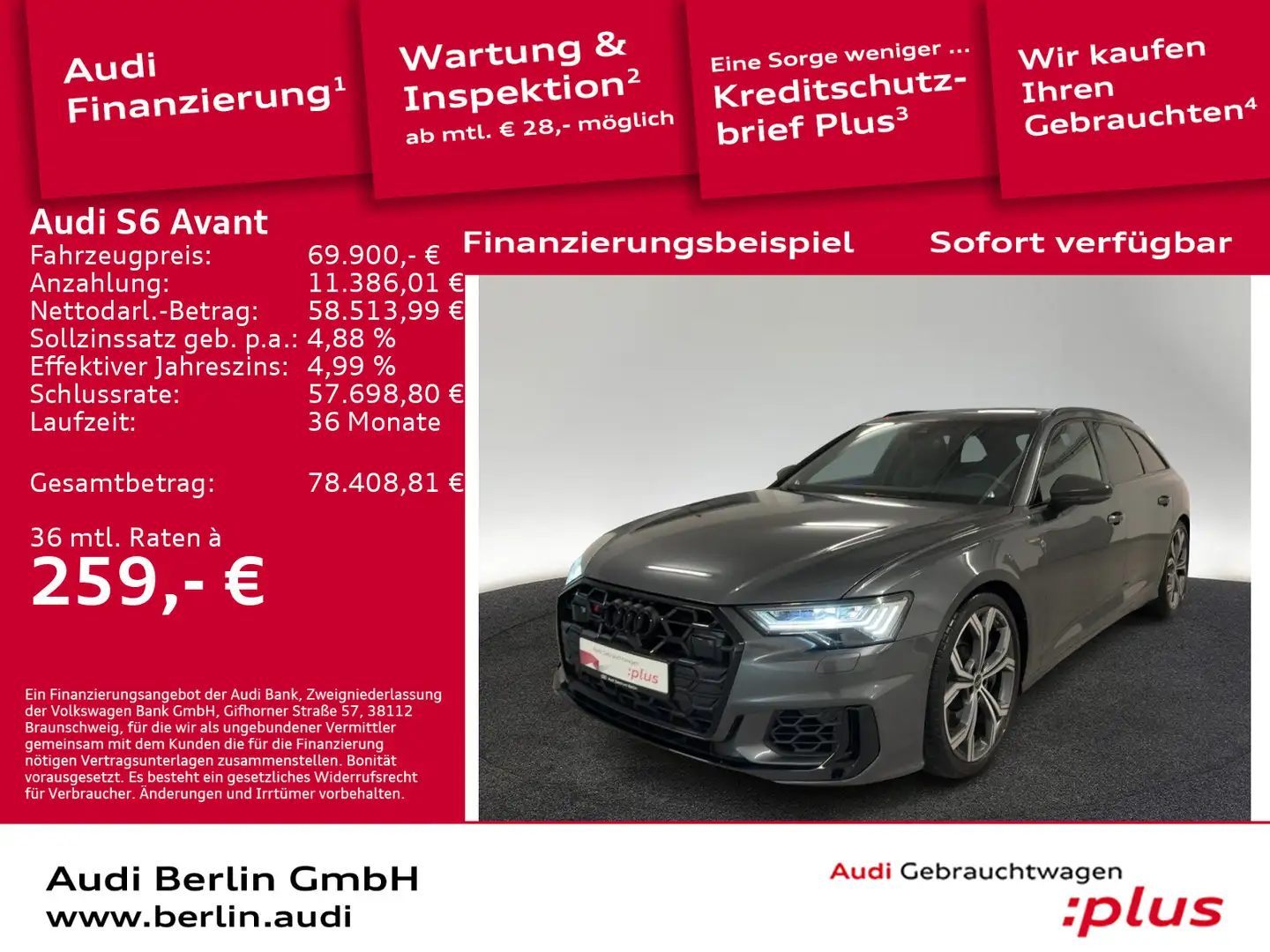 Audi S6 TDI tiptr. RFK MATRIX NAVI PANO AIR Gris - 1