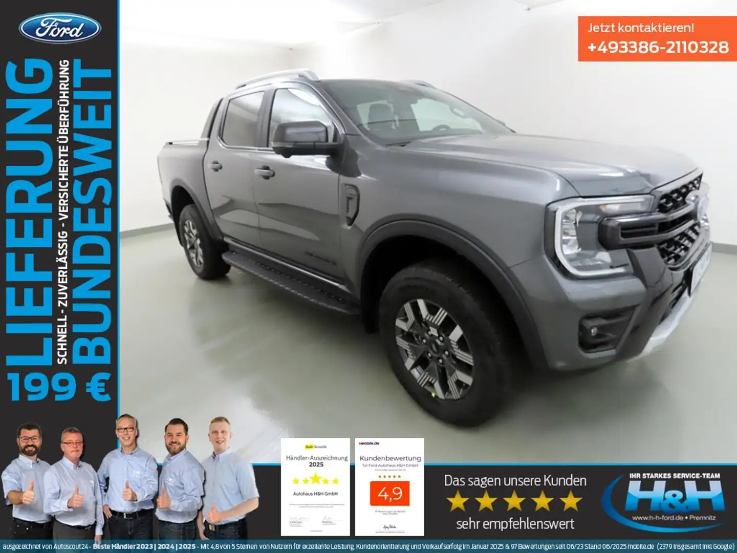 Ford Ranger 2.3 Plug-in-Hybrid e-4WD Wildtrak 360°Kam Grau - 1