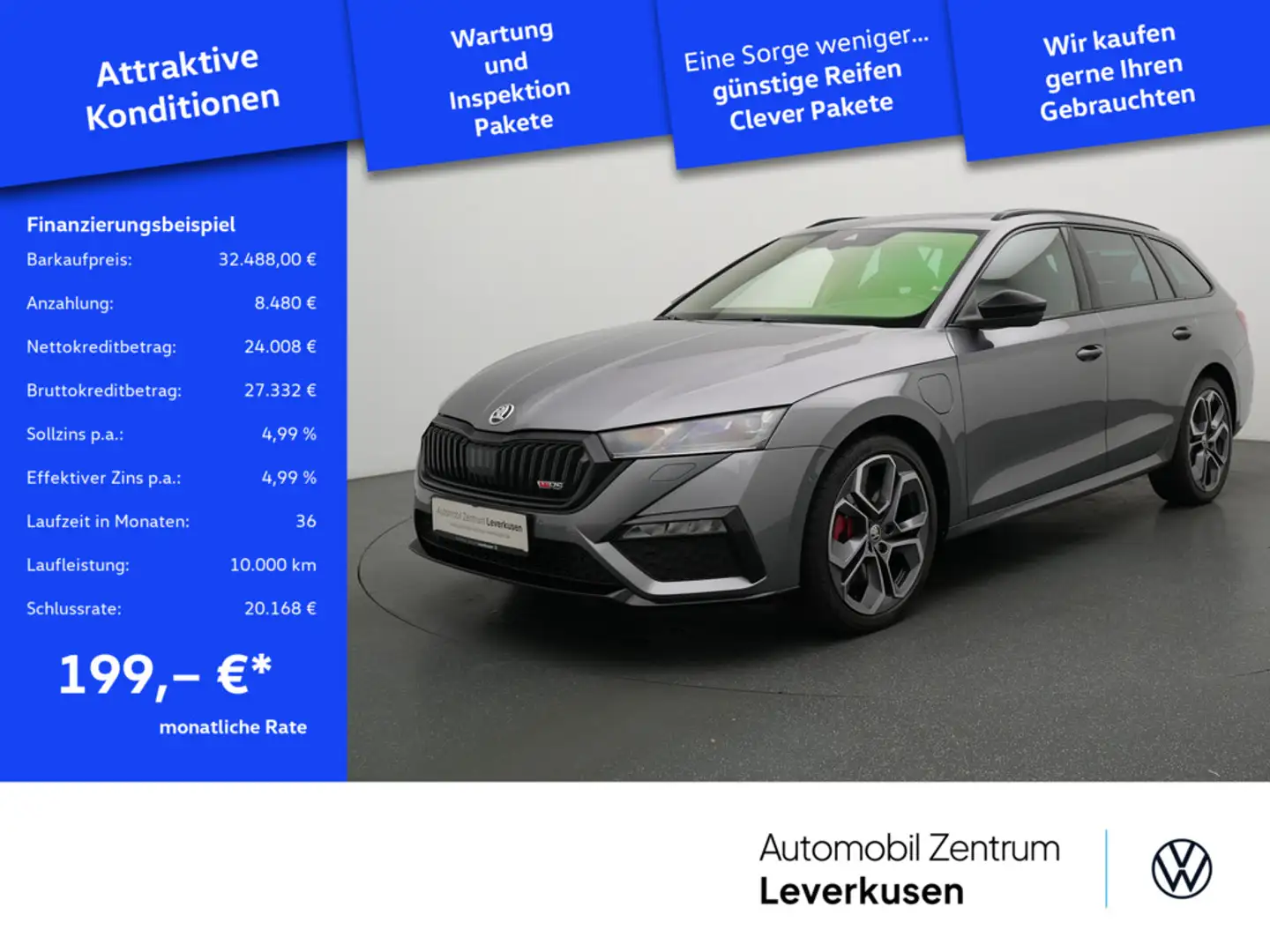 Skoda Octavia RS Combi iV PANO ACC AHK NAVI CANTON Grau - 1