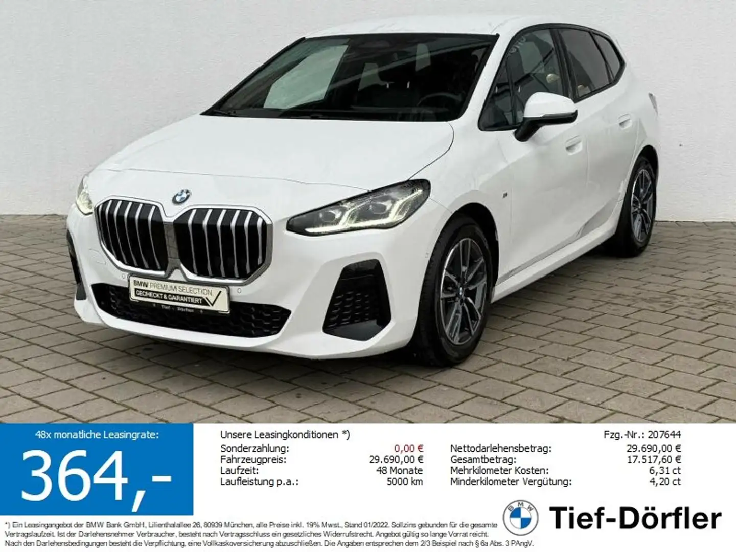 BMW 216 i Active Tourer SAG M Sport LED+/K-ZUG/SH/CAM Weiß - 1
