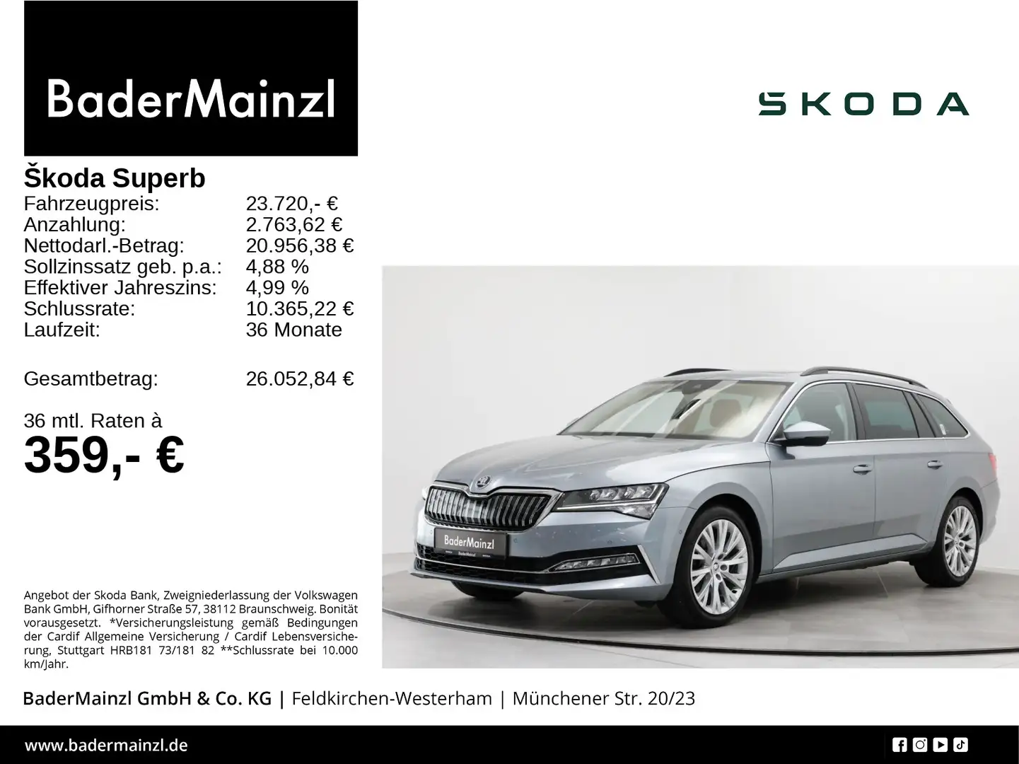 Skoda Superb Combi 1.4 iV DSG AHK Pano SHZ Navi ACC Grau - 1