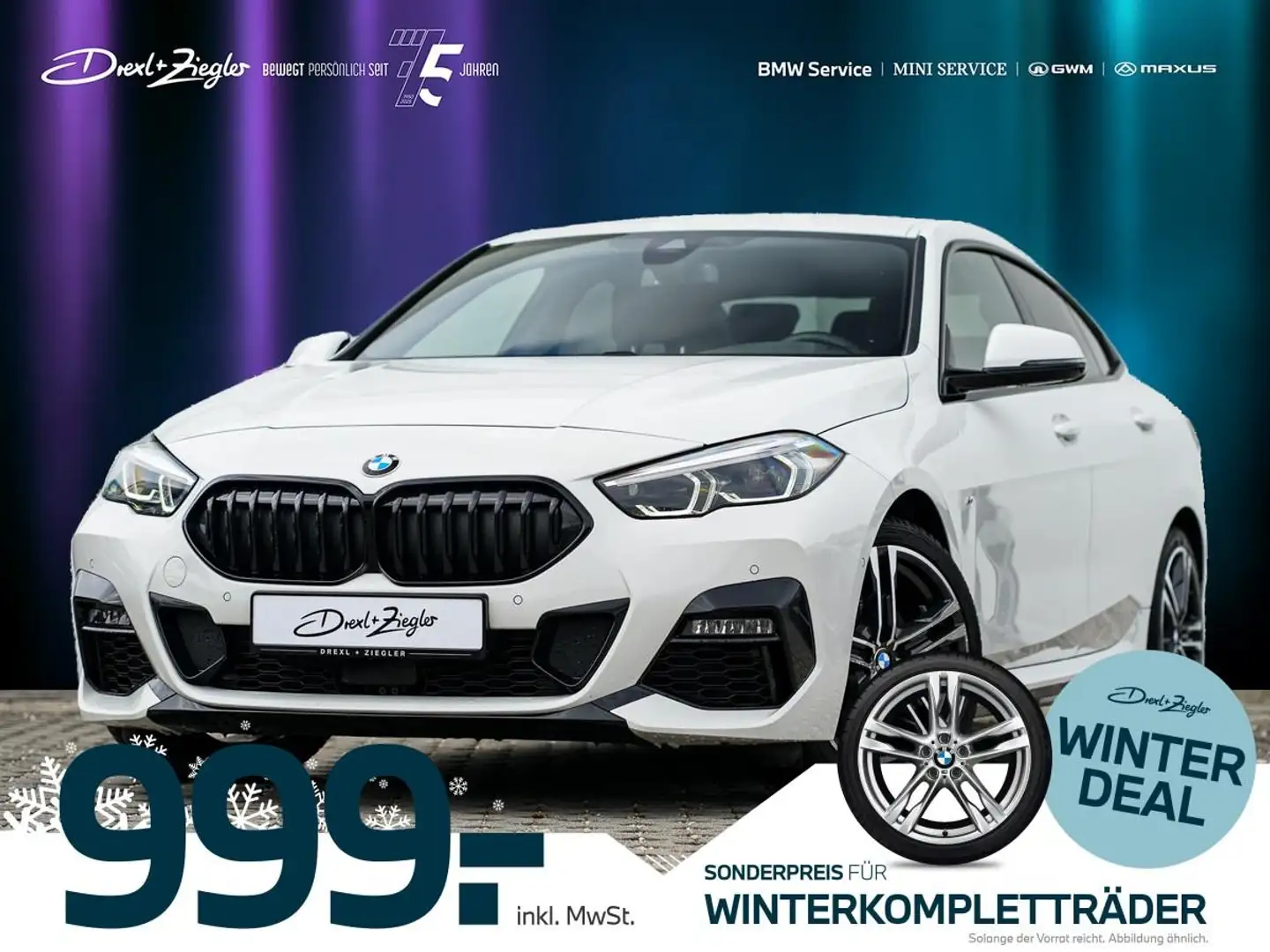 BMW 218 218i Gran Coupe M-Sport 18" KoZg AdLED ParkAss Weiß - 1