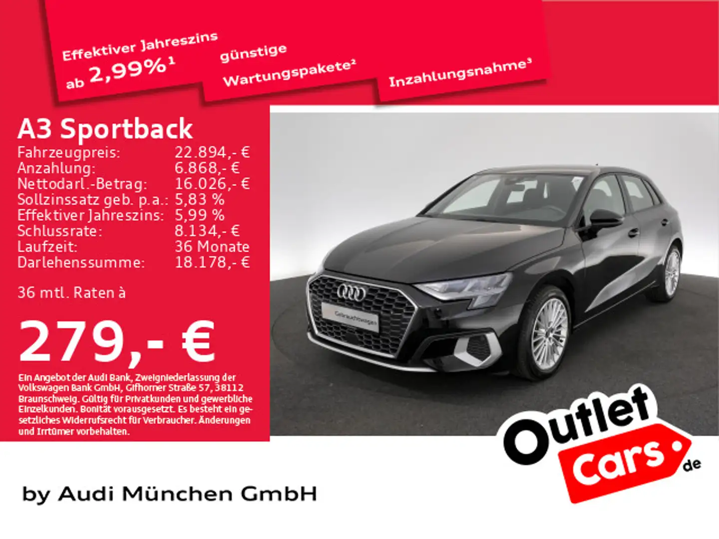 Audi A3 30 TFSI advanced Virtual+/Navi+ Zwart - 1