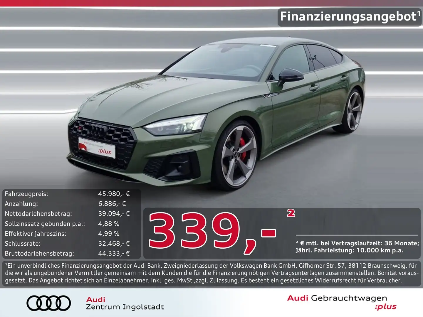 Audi S5 Sportback TDI MATRIX HuD 20" S-Sitze NAVI Kam. Grün - 1