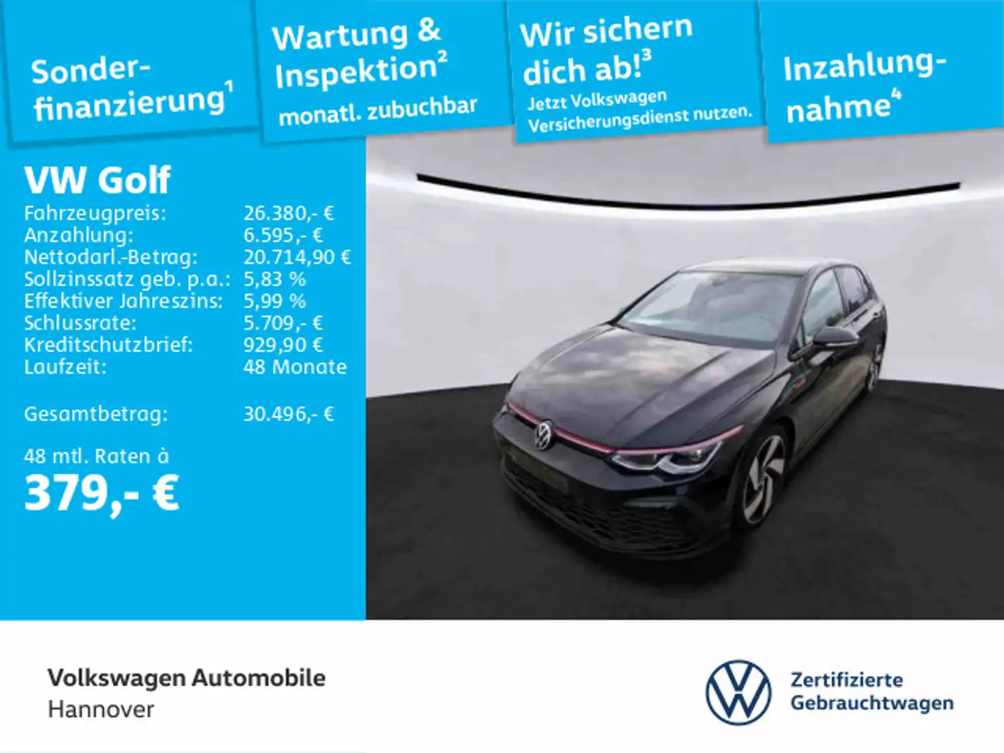 Volkswagen Golf GTI Golf VIII 2.0 TSI DSG GTI Navi AHK Pano Kamera A Schwarz - 1