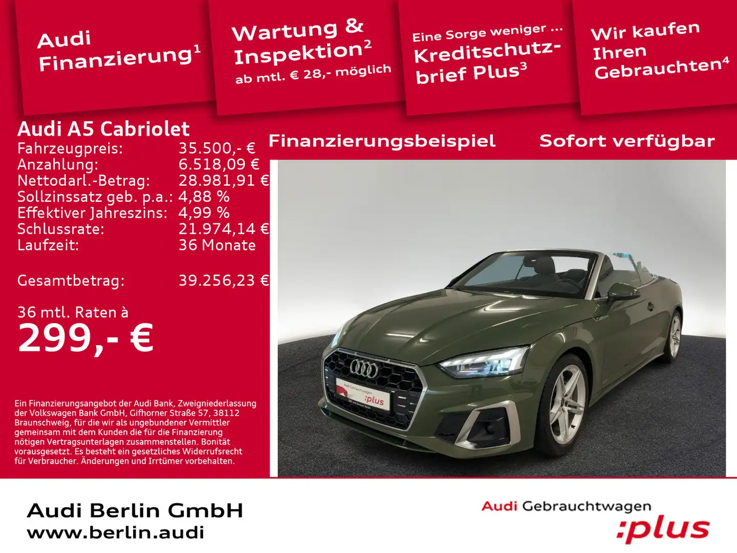 Audi A5 S line 40 TFSI qu.S tr. MATRIX NAVI Grün - 1