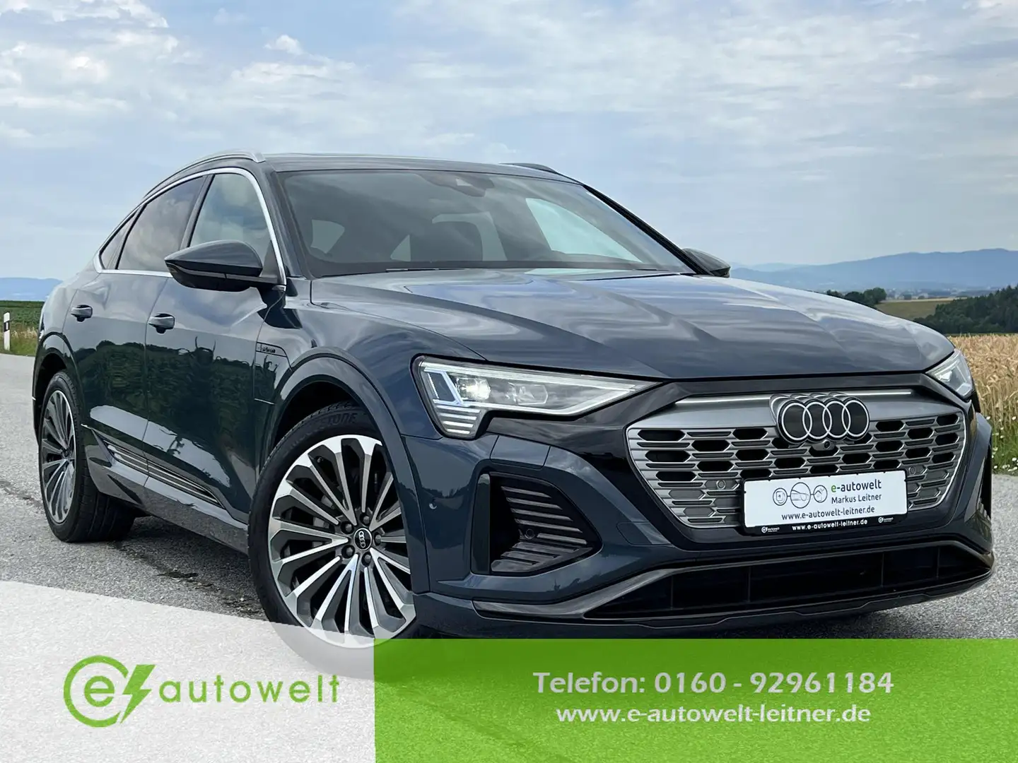 Audi Q8 e-tron SB50 qu. 95kWh S line Assistenzpaket+ AHK Pano HuD Bleu - 1