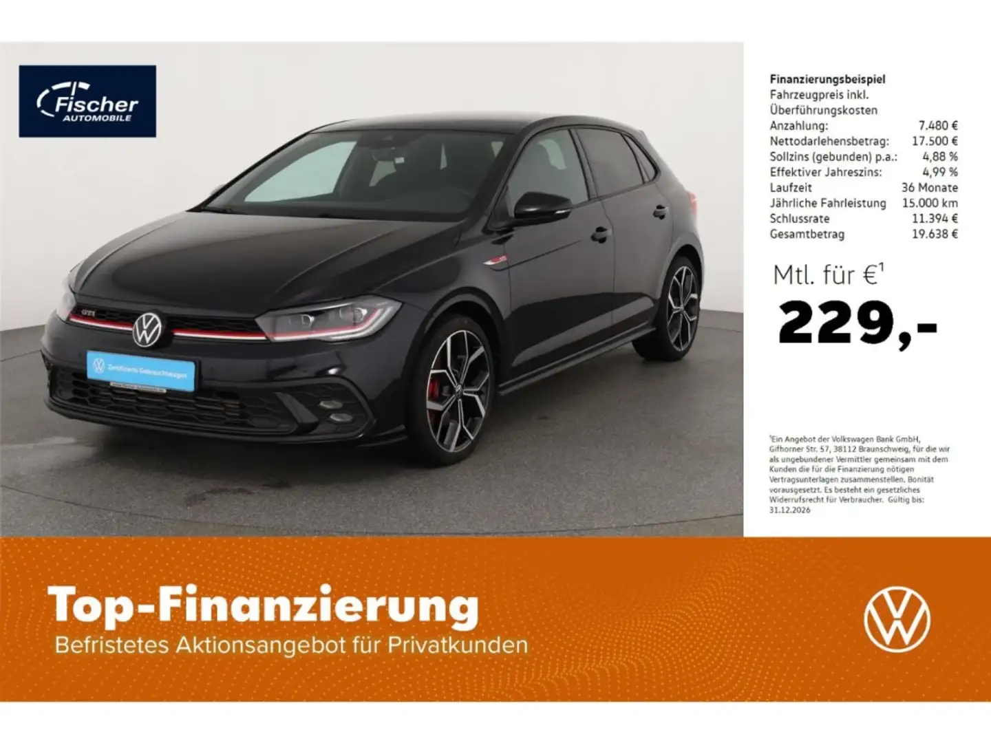 Volkswagen Polo GTI 2.0 TSI OPF Schwarz - 1
