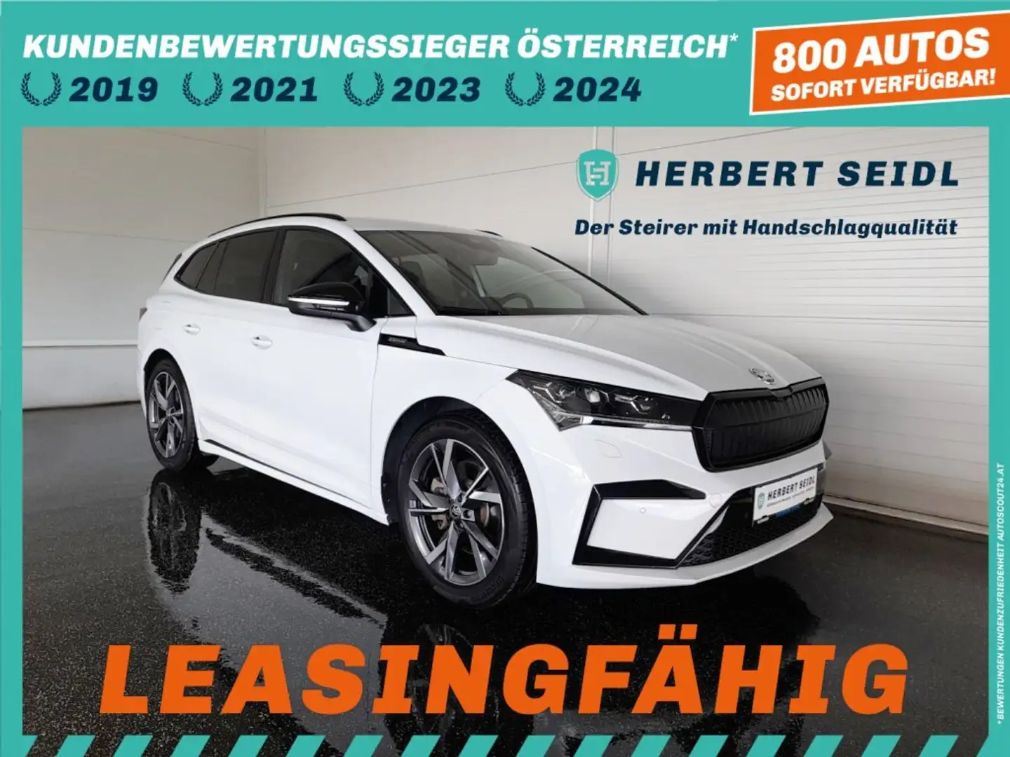 Skoda Enyaq IV SPORTLINE 4x4 82kWh Aut. *20 ZOLL / VOLL LED / NAVI / AHV & KAMERA / LEDER-ALCANTARA & MEMORY* Weiß - 1