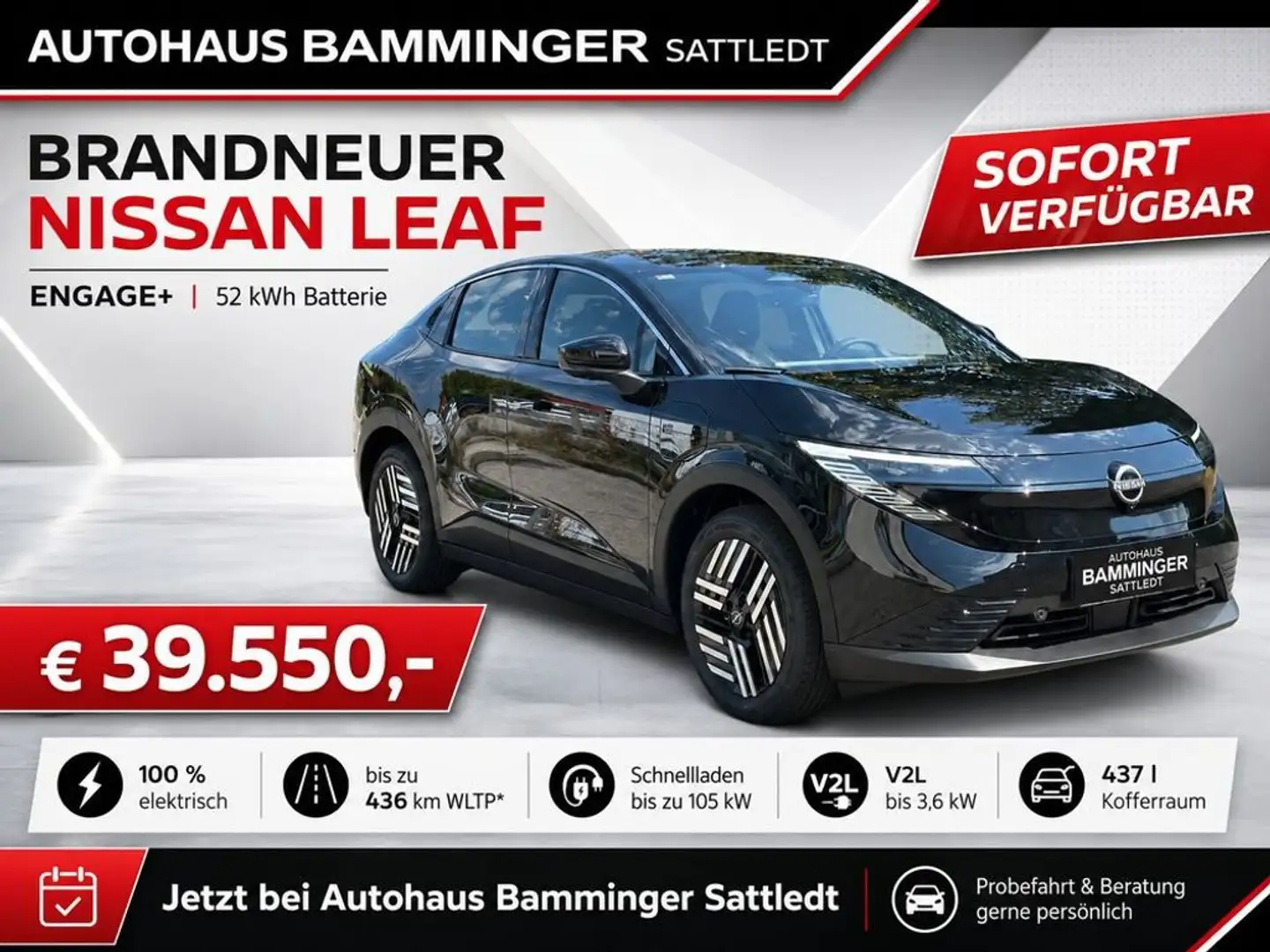 Nissan Leaf NEW MY2026 - Engage+ 52kWh Schwarz - 1