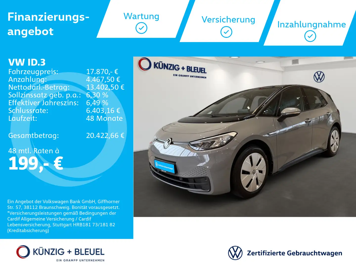 Volkswagen ID.3 Pro Nav*SHZ*LED*Wärmepumpe* Grau - 1
