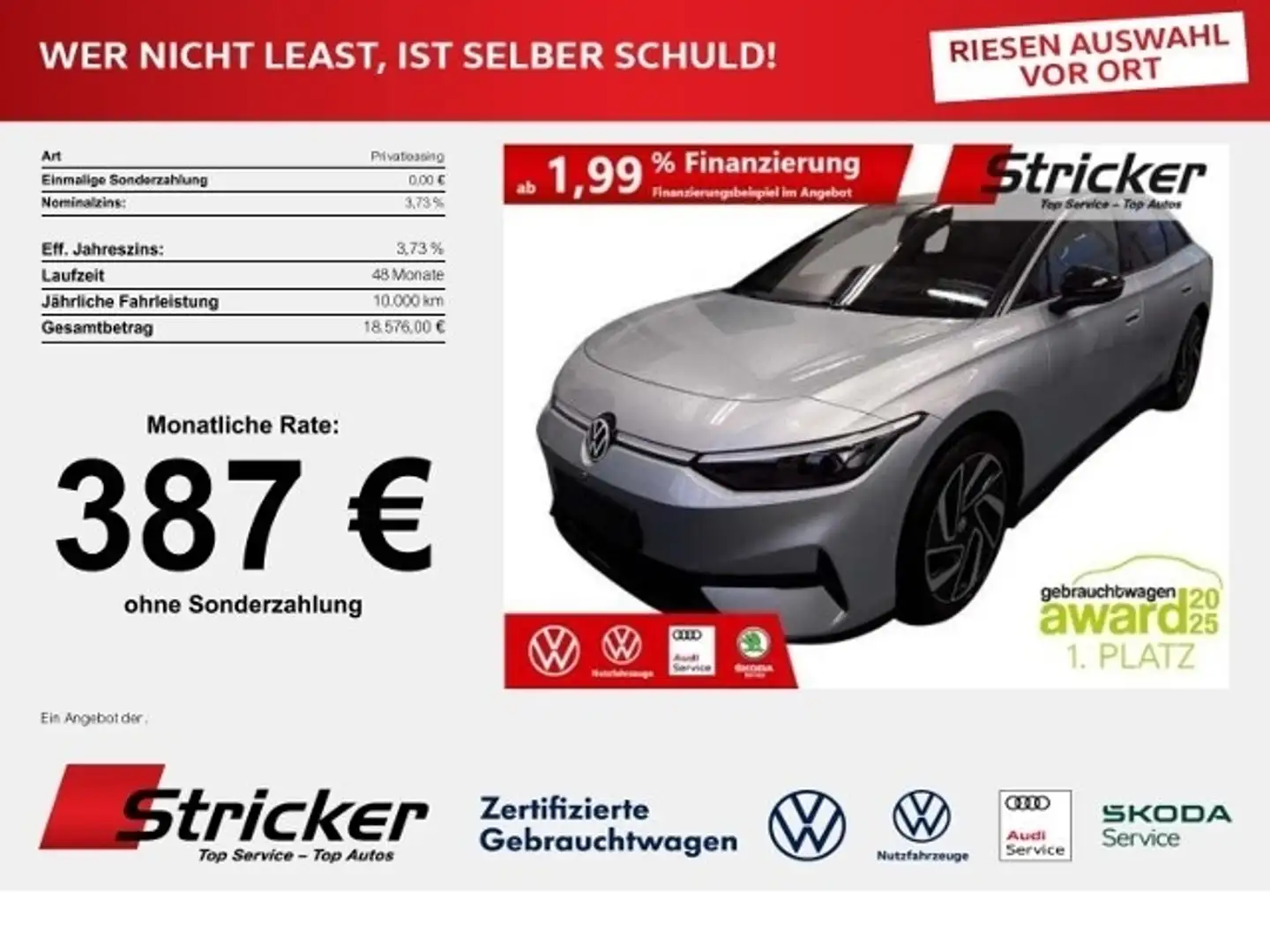 Volkswagen ID.7 Pro 387,-ohne Anzahlung AHK H&K Wärmepumpe Argent - 1