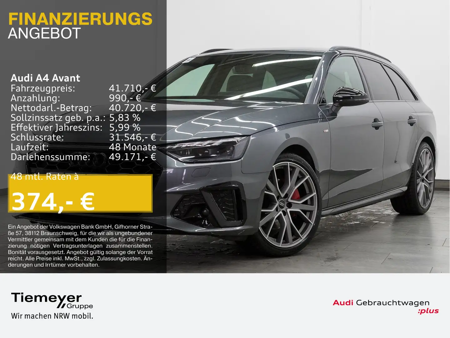 Audi A4 40 TFSI Q 2x S LINE LM19 KAMERA NAVI+ V Grau - 1