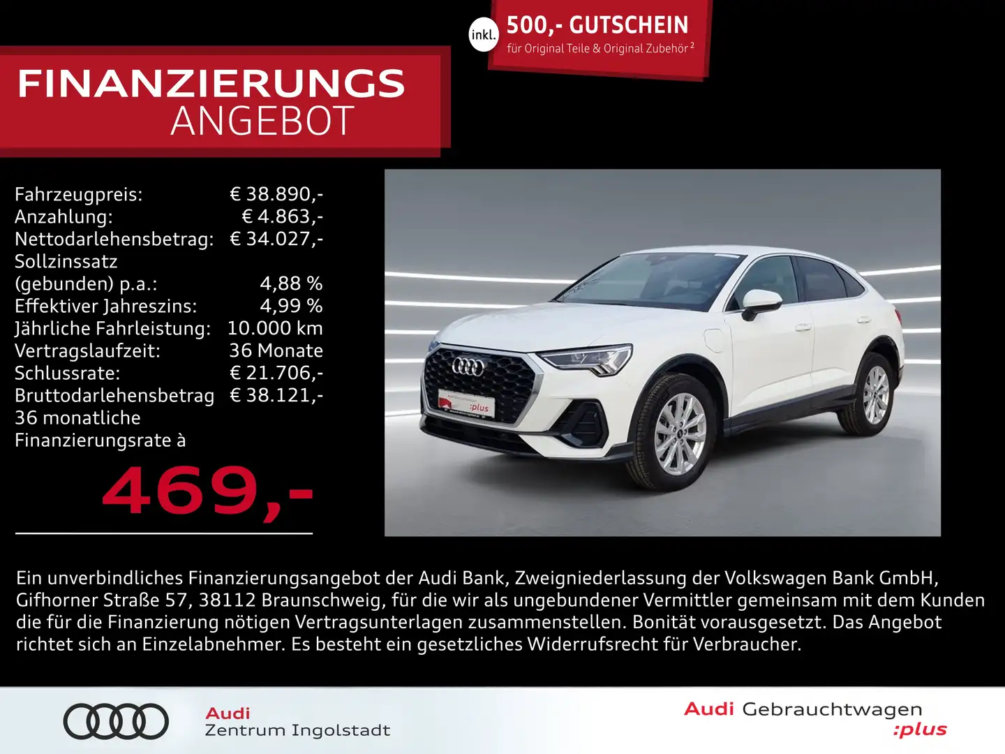 Audi Q3 Sportback 45 TFSI e S tronic LED NAVI virtual+ Weiß - 1