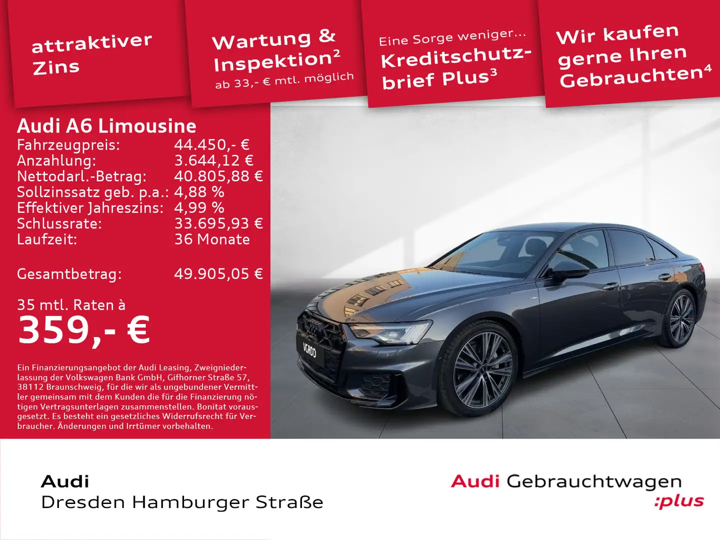 Audi A6 45TFSI S line quattro Pano Standhz. Grau - 1