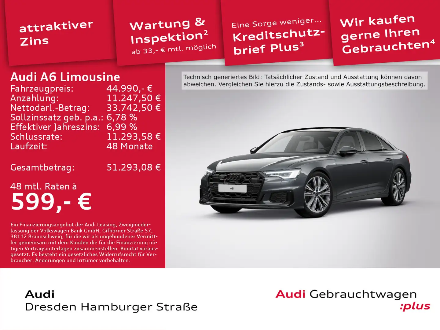 Audi A6 S line 45 TFSI quattro 195(265) kW( Grau - 1