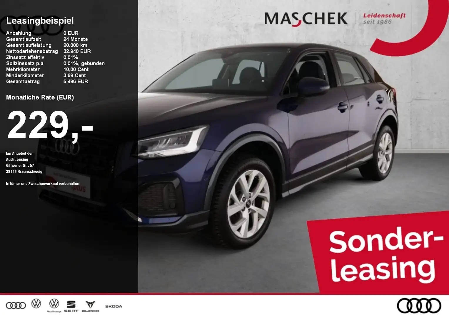 Audi Q2 Advanced 35 TDI S tronic Black R-Cam Naviplus ACC Blauw - 1