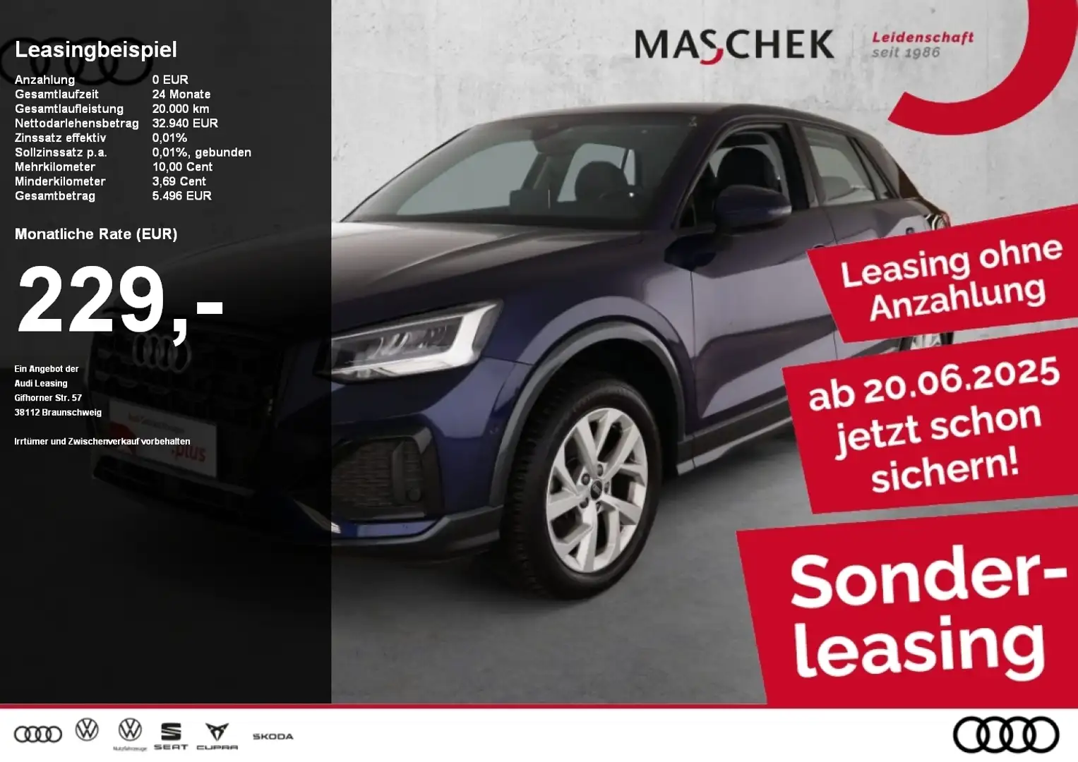 Audi Q2 Advanced 35 TDI S tronic Black R-Cam Naviplus ACC Blau - 1
