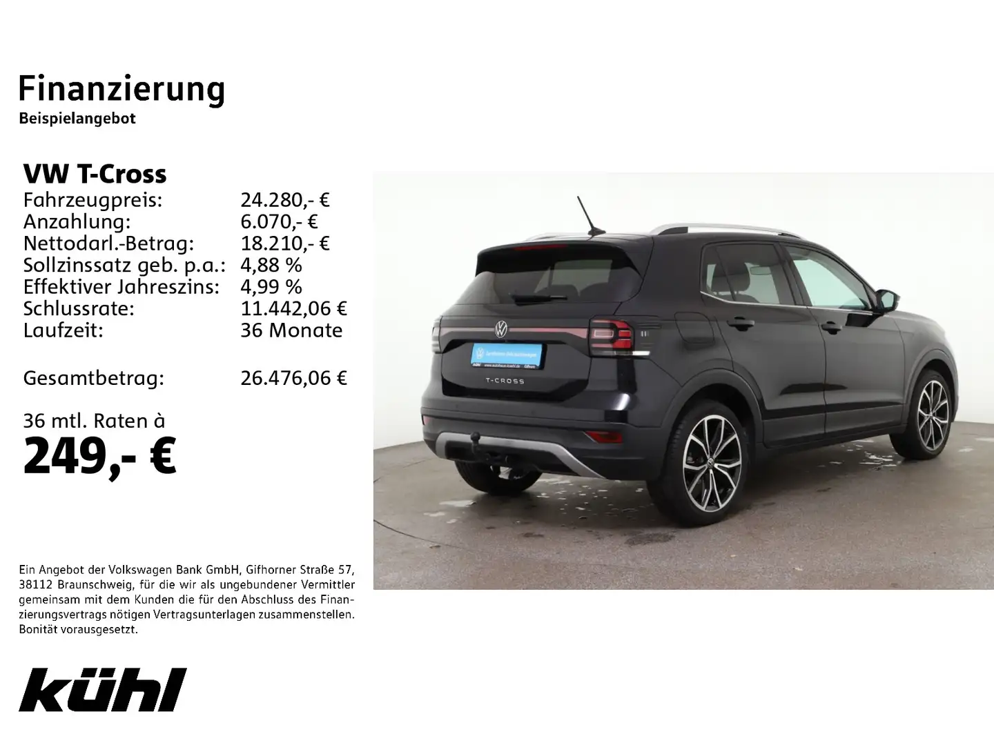 Volkswagen T-Cross 1.0 TSI DSG Style LED/ACC/Kamera/App/Nav Schwarz - 2