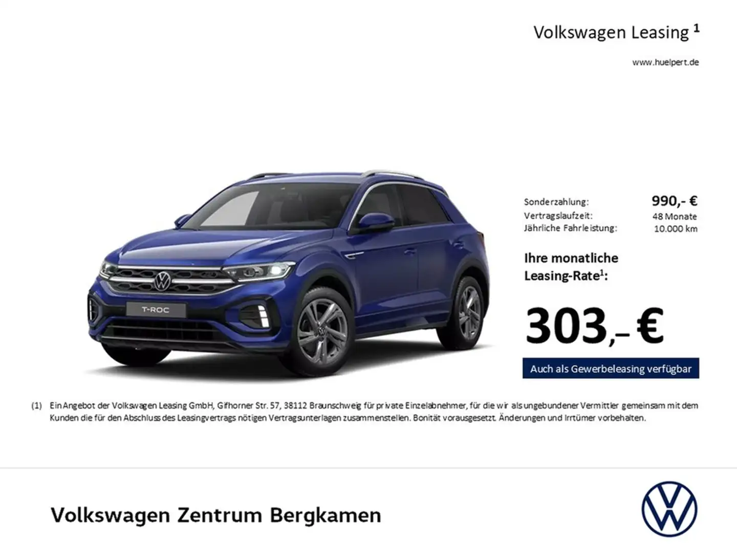 Volkswagen T-Roc 2.0 R-LINE CAM ACC NAVI 17Z CARPLAY SITZHZ Blau - 2